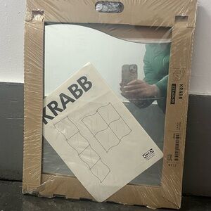 IKEA KRABB Wall Mirror with Brown Frame and Clear Glass